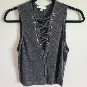 Don't Ask Why, Grey/Black Knit Tank Top